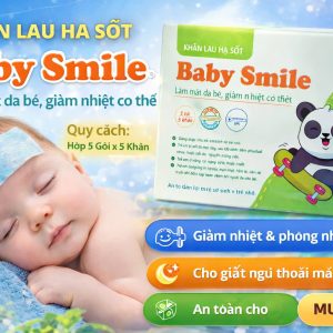 (HD) Khăn Lau Hạ sốt tẩm thuốc-Hộp 5 gói x 5 khăn Hạ sốt Metakids cool