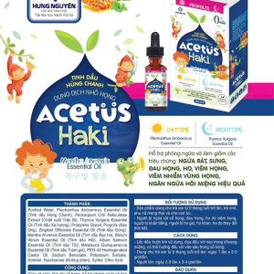 (HD) Dung dịch nhỏ họng Tinh dầu húng chanh lên men Acetus Haki-Cho trẻ từ 0 tháng giúp giảm rát cổ họng, viêm họng,ho gió ho khan, ho do thay đổi thời tiết