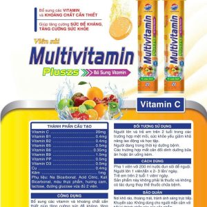 Viên Sủi 4g Multivitamins Pluszs Vị Cam tươi ngon-Tuýp 20 viên