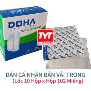 Băng dán cá nhân Bản vải trong suốt không thấm nước-Hộp 102 miếng x Lốc 10h dính chắc chắn