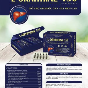 (HD) Giải độc Gan-Hạ Men Gan L-ORNITHINE 450 cao cấp- Hộp 12 vỉ x 5 viên