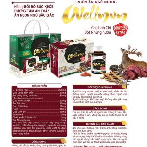 (HD) Viên ăn ngủ ngon Wellmum đông trùng hạ thảo-Hộp cứng x 2 lọ x 30 viên/Lọ