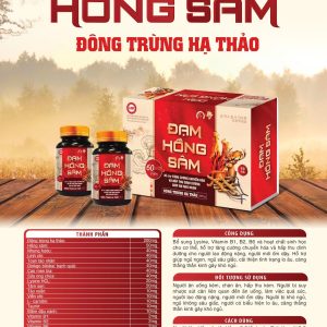 (HD) Đạm hồng sâm Đông trùng hạ thảo-Hộp cứng 2 Lọ x 30 viên cao cấp