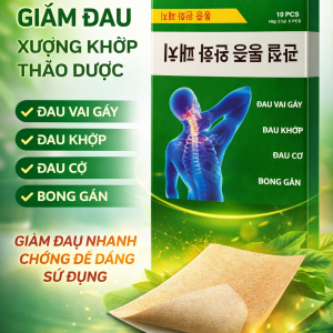 (HD) Miếng dán giảm đau xương khớp thảo dược bản to-Hộp 10 miếng