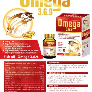 (HD) Omega 369 Hộp cứng-Lọ 60 viên Bổ mắt và Bổ tim mạch giảm mỡ máu