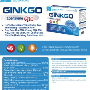 (HD) GINKGO CAO CẤP 100 VIÊN- TĂNG CƯỜNG TUẦN HOÀN VÀ LƯU THÔNG MÁU LÊN NÃO HỘP 10 VỈ X 10 VIÊN