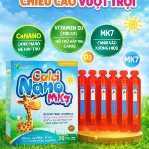 (HD) Calci nano Mk7 Hộp 20 Ống x 10ml Bổ sung canxi cho xương răng khỏe ngăn ngừa thiếu hụt canxi