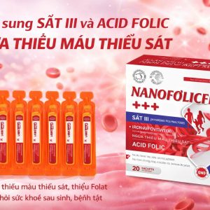 (HD) Sắt ống NanoFolice 20 Ống x 10ml bổ sung sắt III Acid Folic hỗ trợ thiếu máu do thiếu sắt