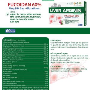 (HD) Giải độc gan Liver Arginine vỉ Fucoidan-Hộp 60 viên