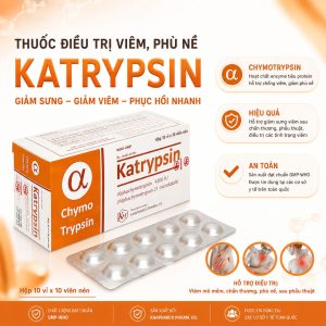 (HD) Alpha Chymotripsin 4200IU Katrypsin Hộp 10 vỉ x 10 viên vỉ Kẽm