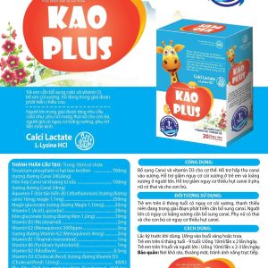 (HD) KAO PLUS CALCIUM-Canxi Ống hộp cứng cao cấp- 20 ống x 10ml cho trẻ từ 06 tháng
