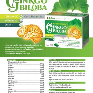 (HD) Viên Bổ Não Thông Mạch Ginkgo Biloba Cerebrain Max- Hộp 10 vỉ x 10 viên hoạt huyết tăng cường lưu thông máu giảm nguy cơ hình thành cục máu đông và di chứng sau tai biến mạch máu não